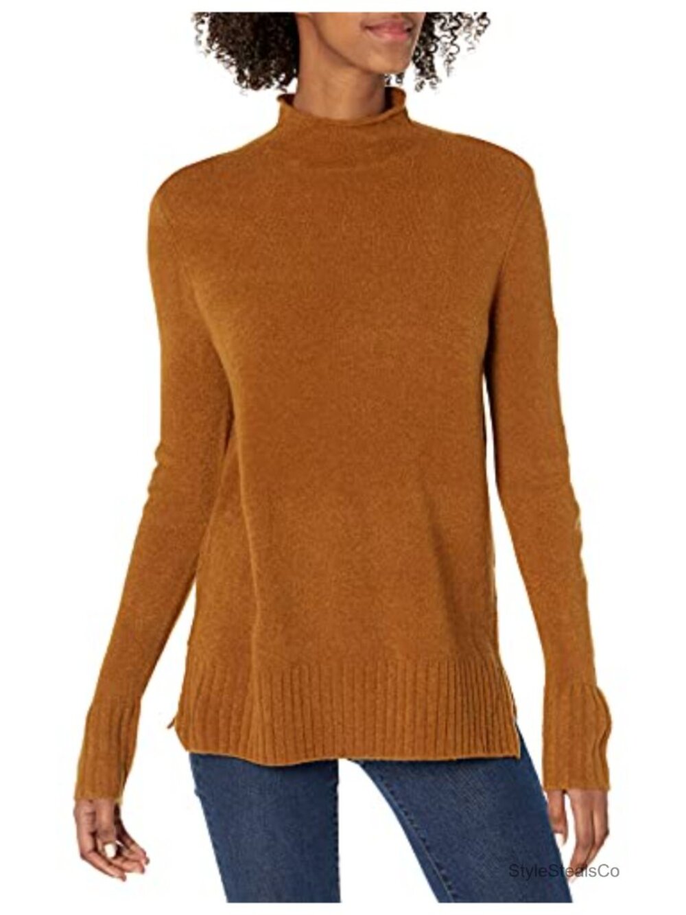 Mid-Gauge Stretch Funnel Neck Pullover Sweater